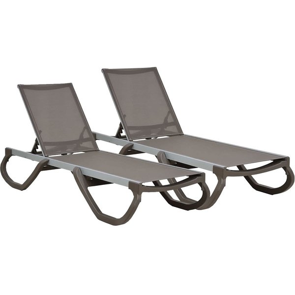 Rainbow Outdoor Panama Set of 2 Chaise Loungers-Cappuccino RBO-PANAMA-CAP-CL-SET2